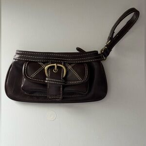 Dark Brown Leather Wristlet